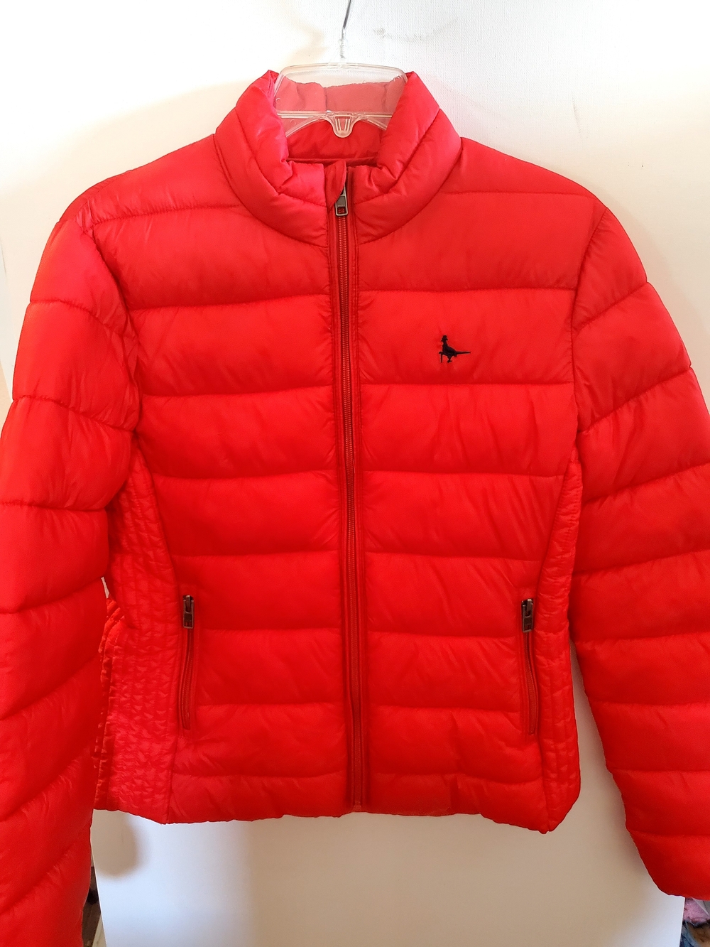 Jack Wills Bright Red Quilted Puffer Fall Jacket w/Printed Logo Womens US6 10UK